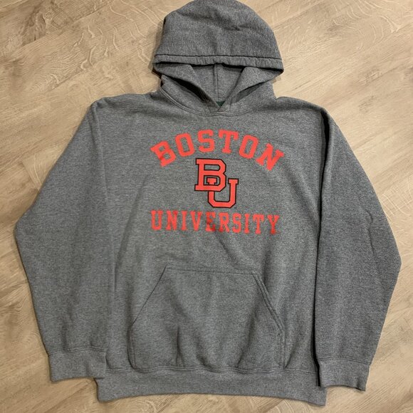 IvySport Boston University Terriers Hoodie Gray Sweatshirt Men's Medium M BU - Picture 1 of 7